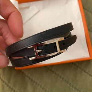 Hermès Behapi double tour bracelet silver